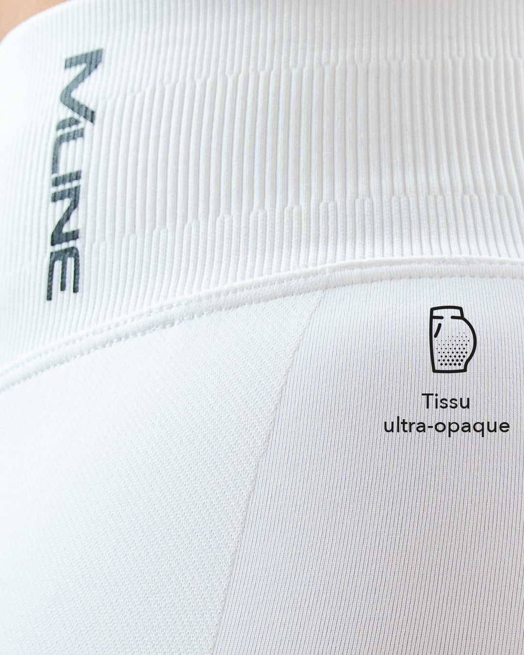 Zoom sur le tissu ultra-opaque – Leggings scrunch taille basse Blanc