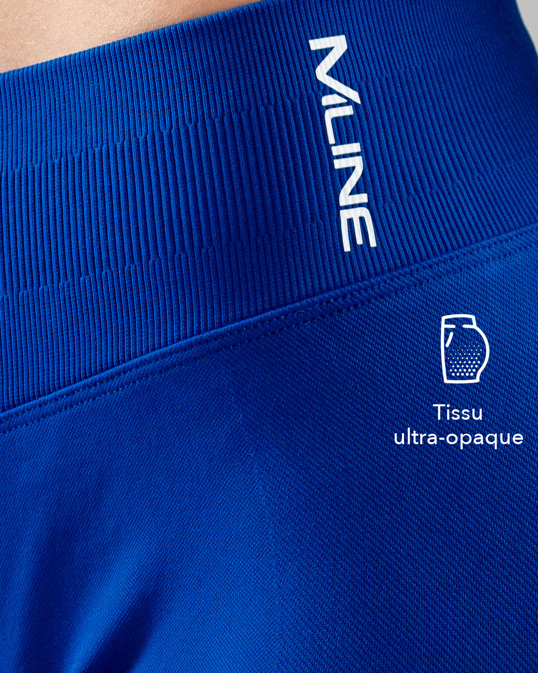 Zoom sur le tissu ultra-opaque – Leggings scrunch taille basse Bleu électrique
