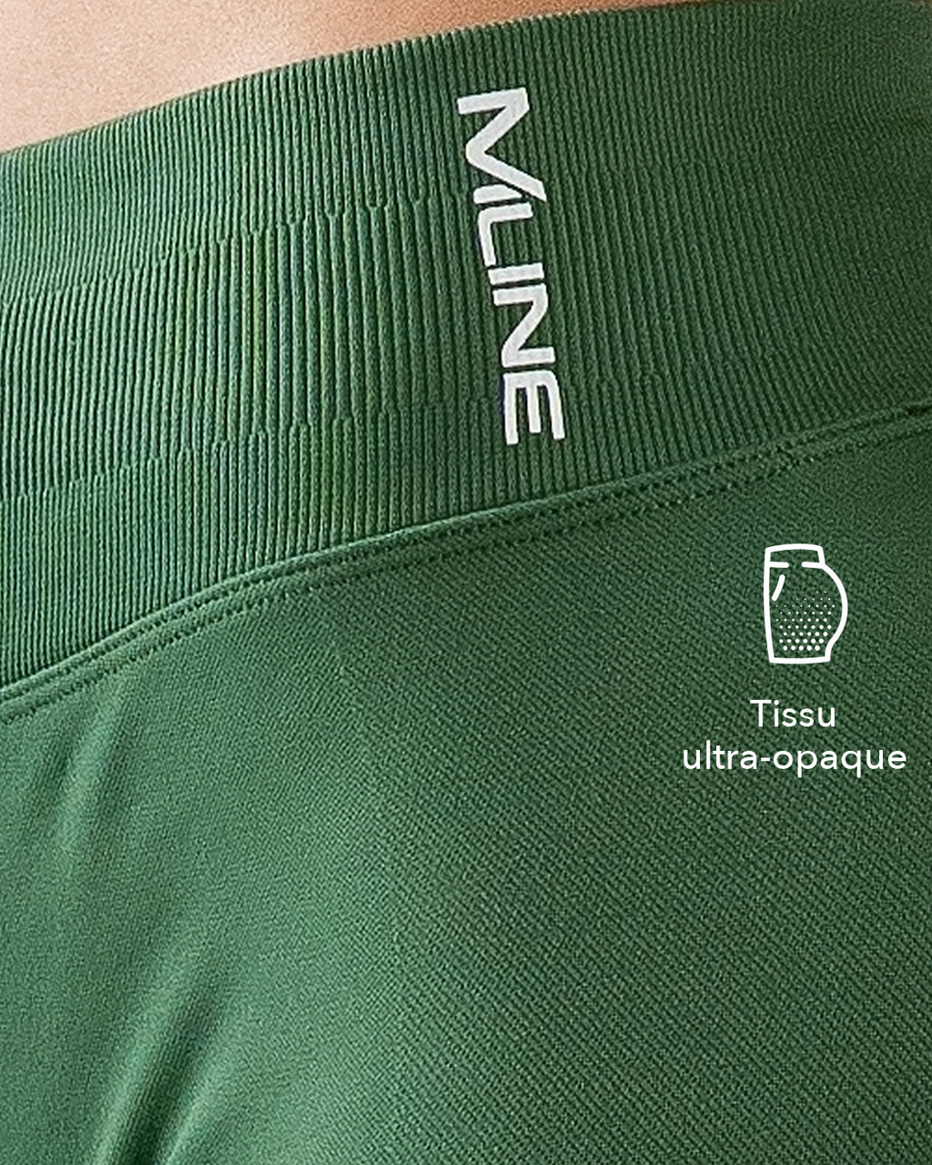 Zoom sur le tissu ultra-opaque – Leggings scrunch taille basse Pistache