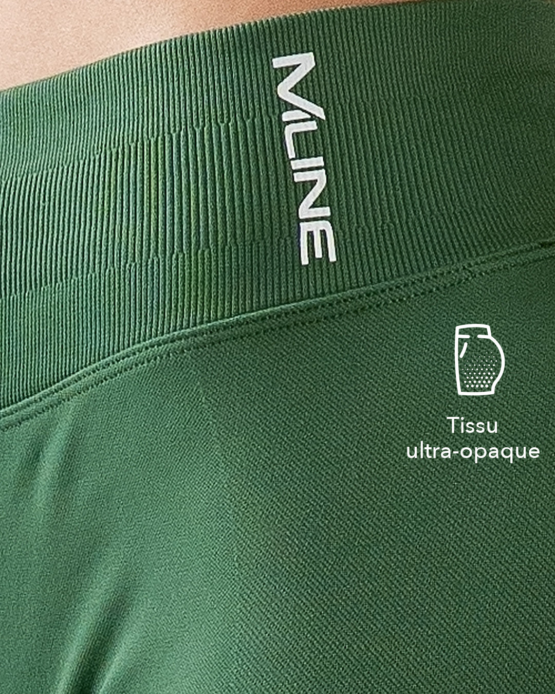 Zoom sur le tissu ultra-opaque – Leggings scrunch taille basse Pistache